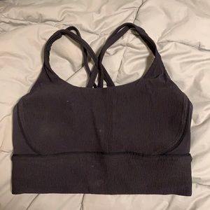 BLACK RIBBED ENERGY LONGLINE LULULEMON BRA!